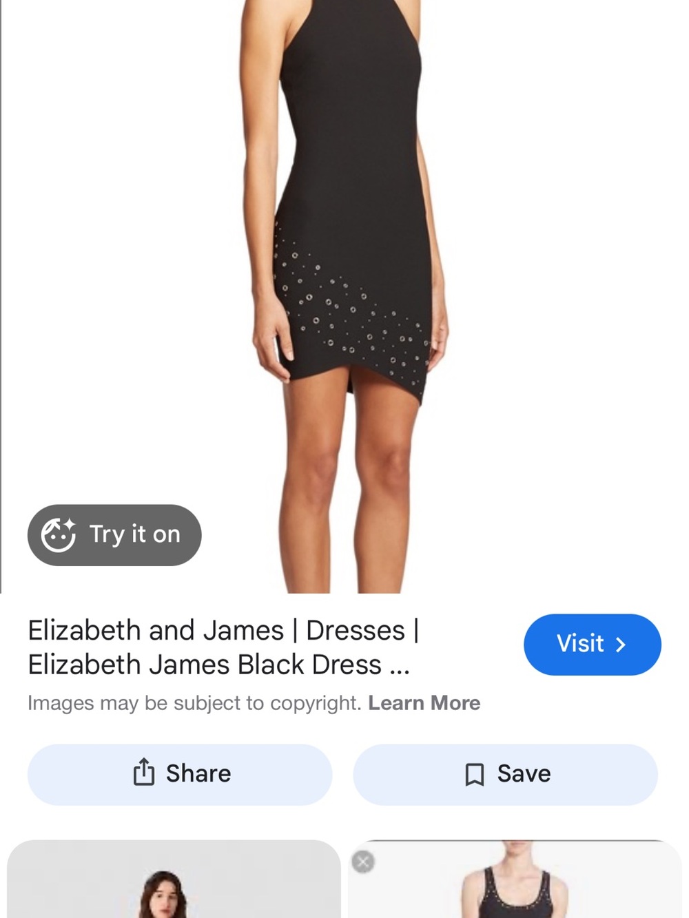 Elizabeth and James Black One-Shoulder Mini Dress with Grommet Detail